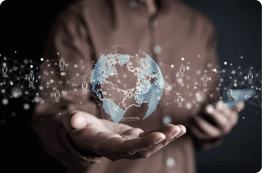 Zdjęcie osoby z animacją ziemii